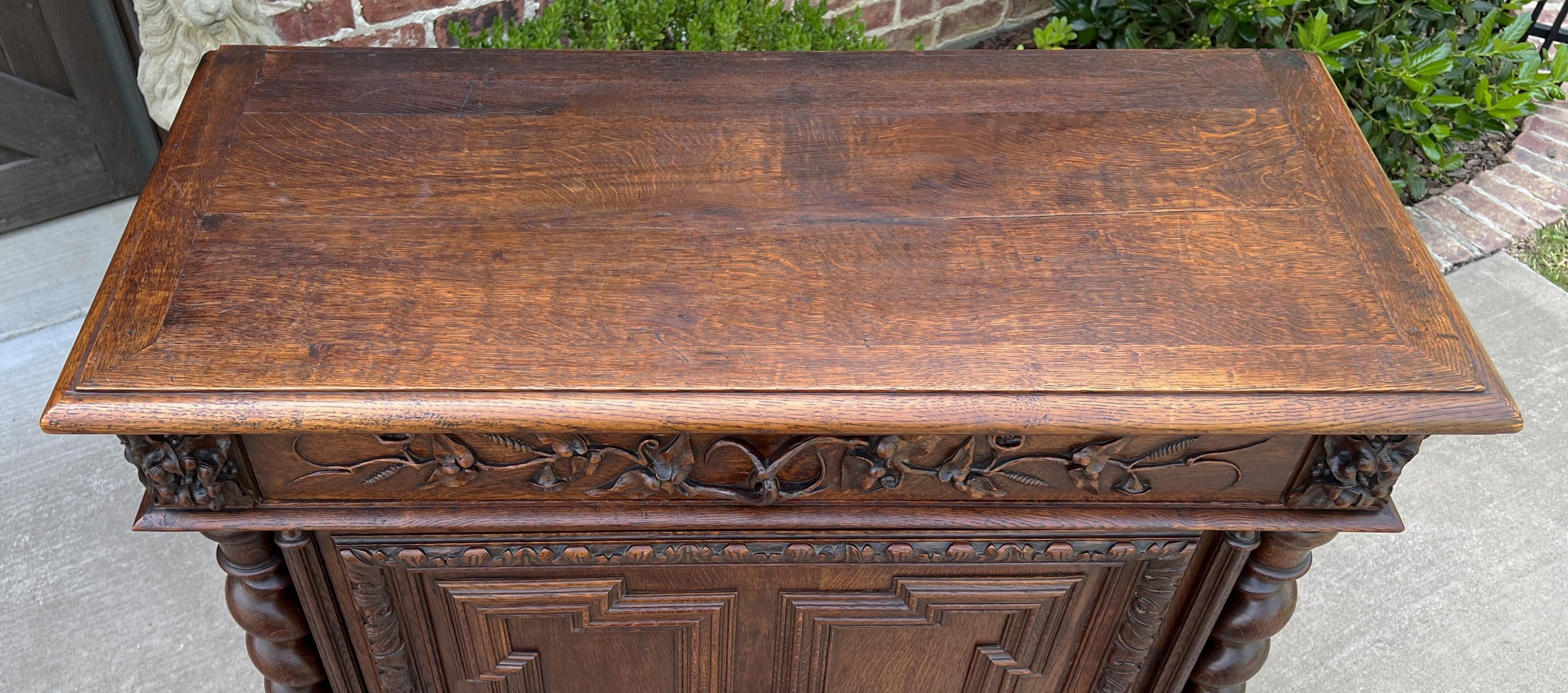 Antique French Jam Cabinet Cupboard Oak Renaissance Revival Barley Twist Lion 9