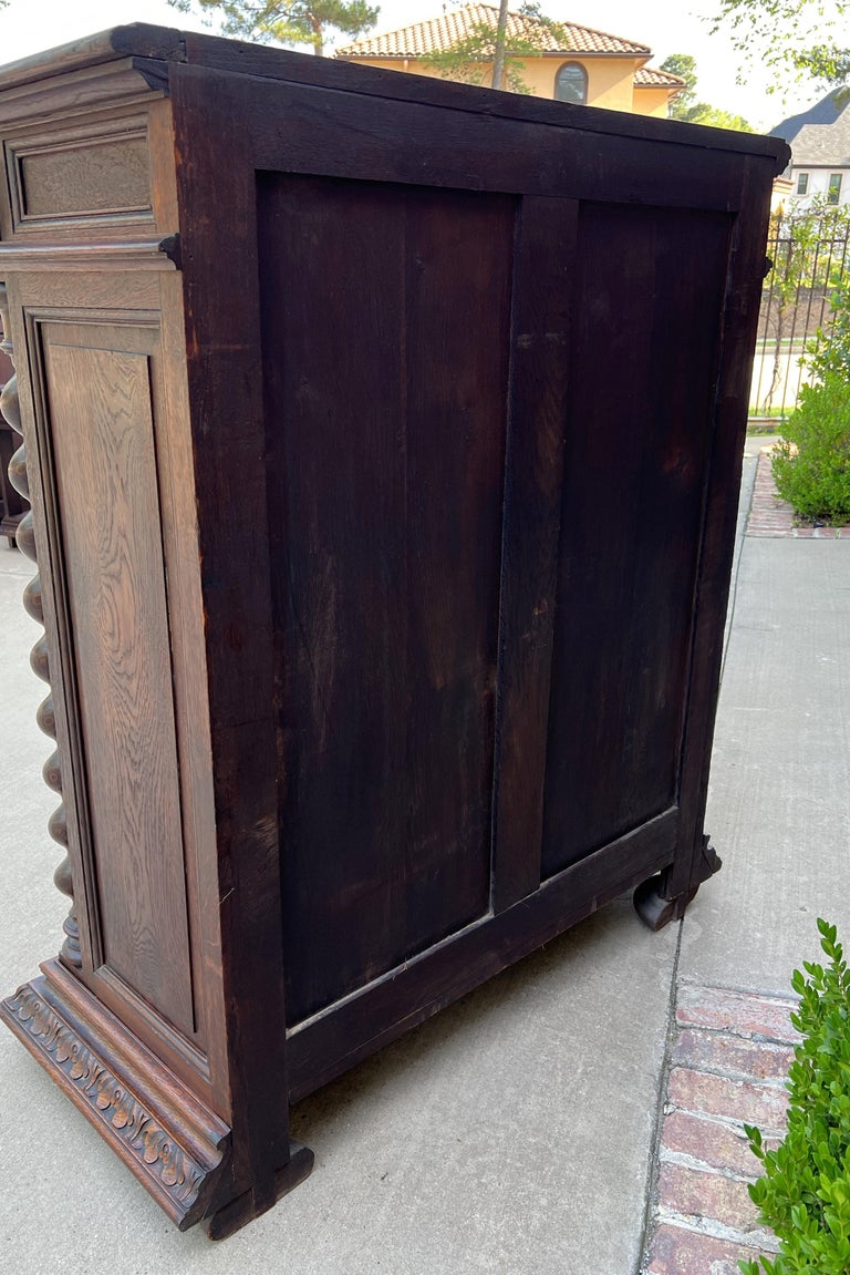 Antique French Jam Cupboard Oak Renaissance Revival Barley Twist Lion For Sale at 1stDibs