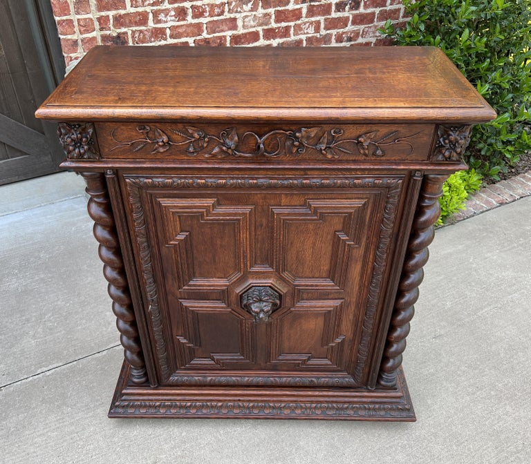Antique French Jam Cupboard Oak Renaissance Revival Barley Twist Lion For Sale at 1stDibs