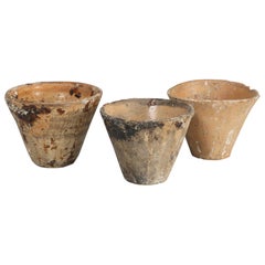 Antique French Jam Pots or Small Terracotta Planters