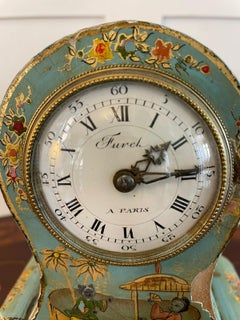 Ancienne horloge de bureau française en forme de ballon en laque japonaise