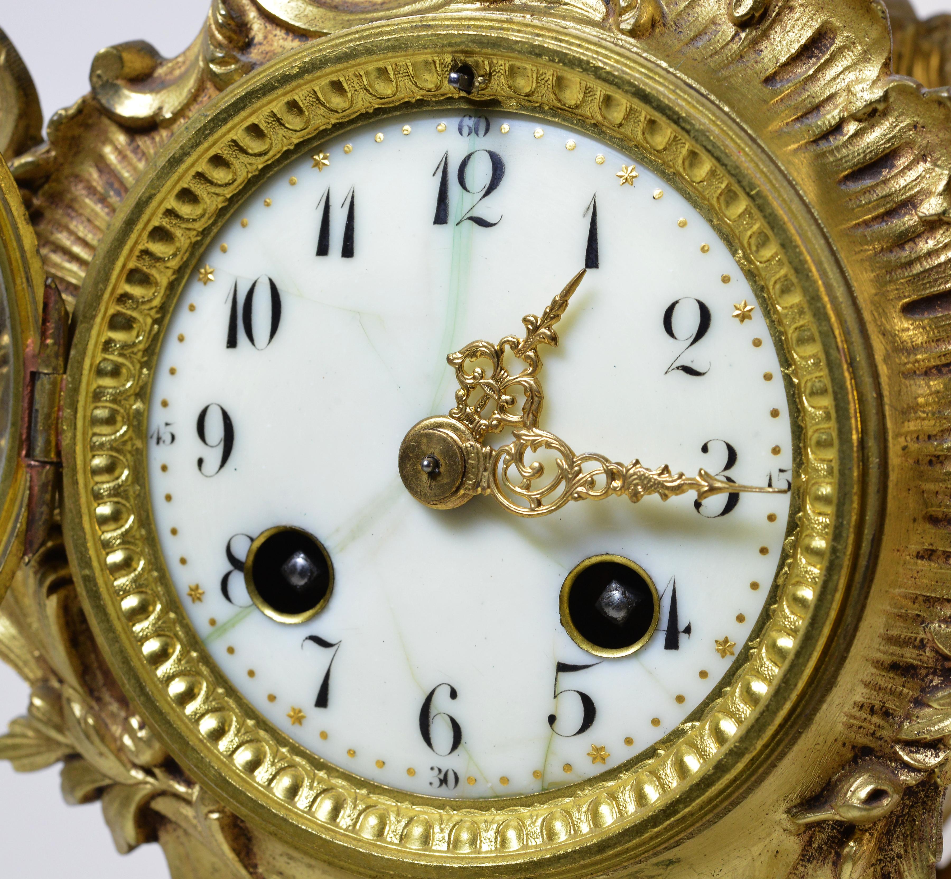 Antike französische Japy Freres Rokoko-Uhr aus vergoldeter Bronze, 19. Jahrhundert im Zustand „Gut“ im Angebot in Sweden, SE