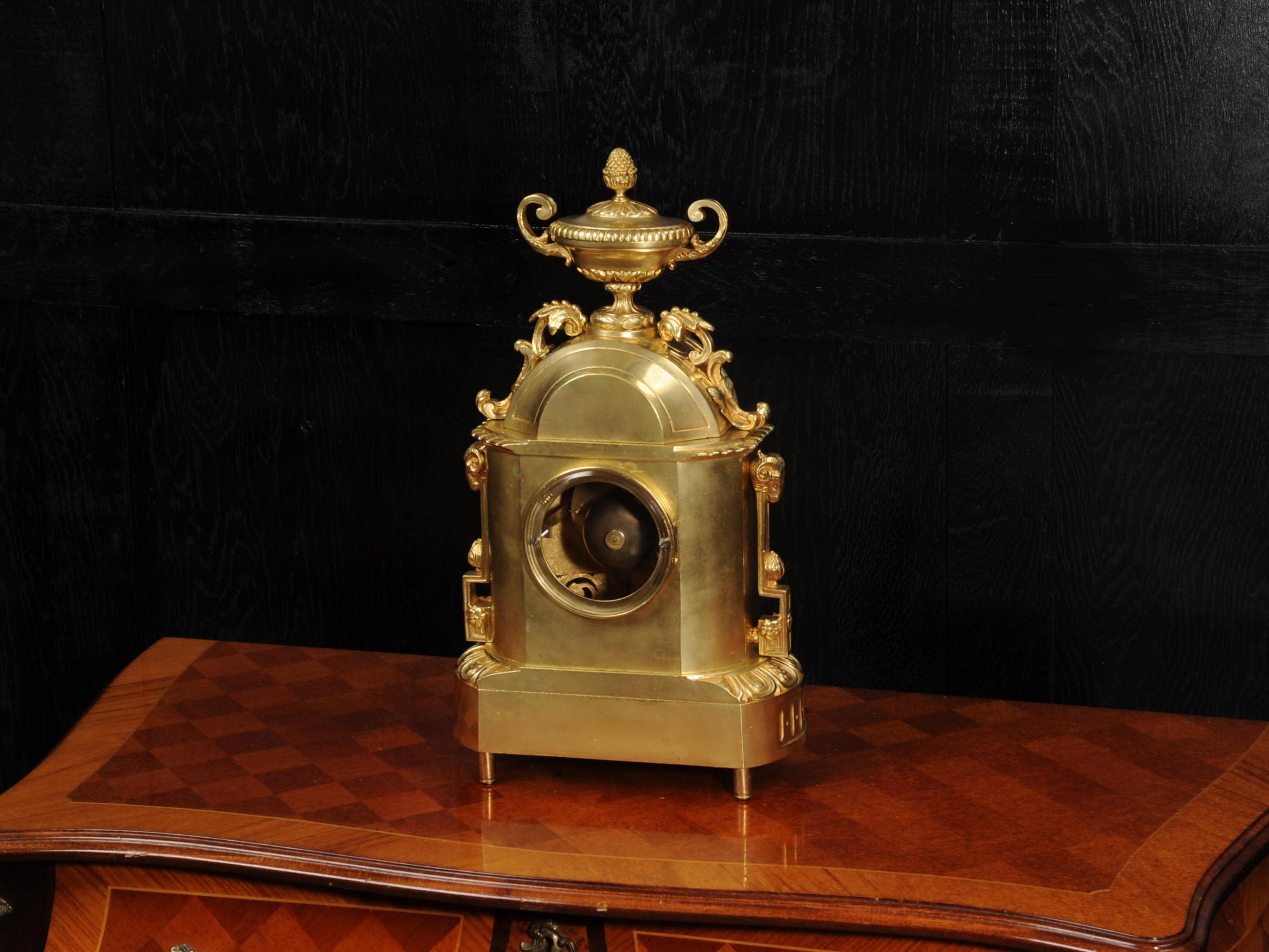 Antique French Japy Freres Louis XVI Gilt Bronze Clock 6