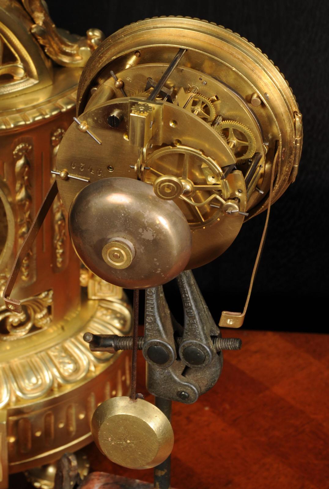 Antique French Japy Freres Louis XVI Gilt Bronze Clock 9