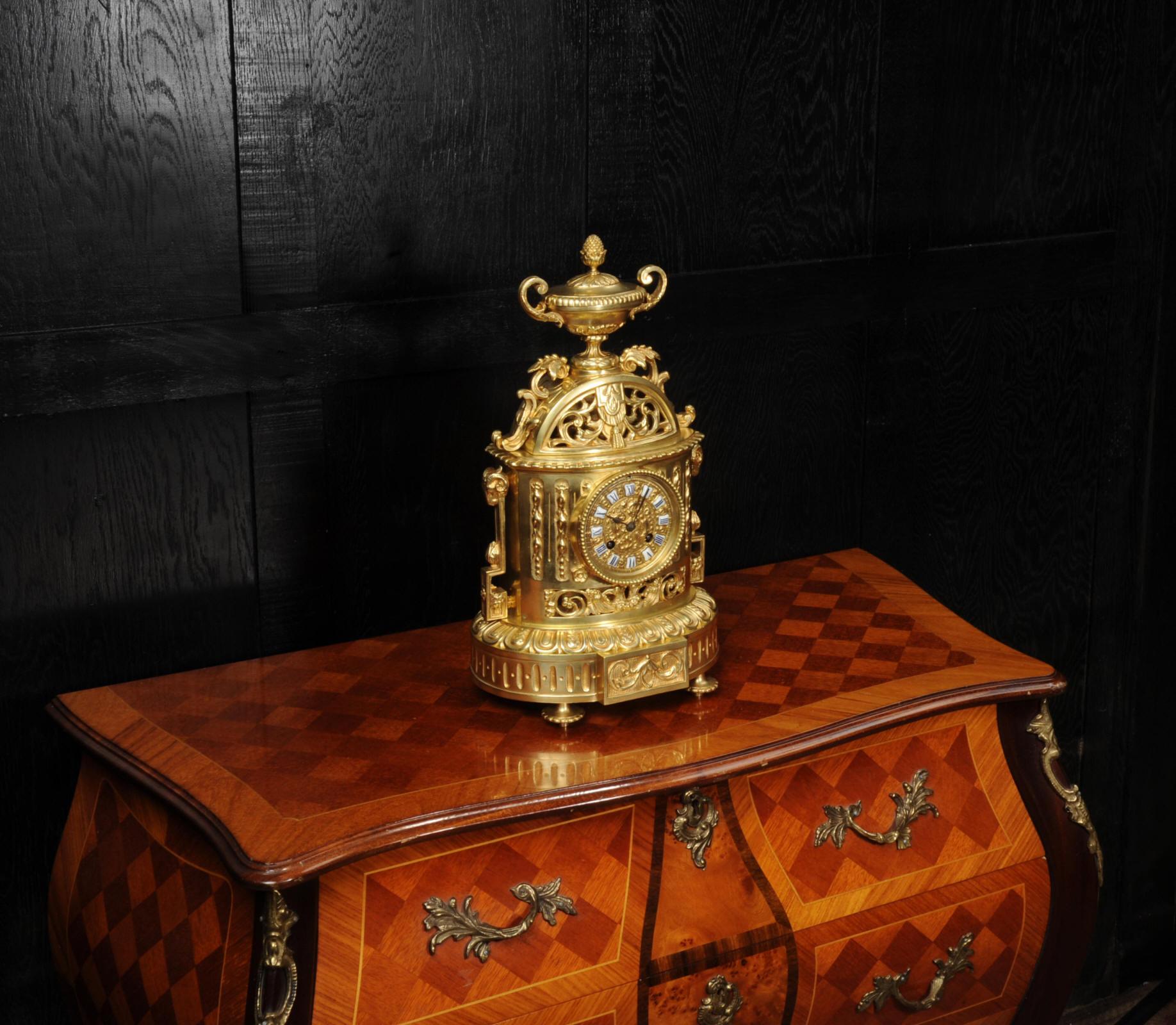 19th Century Antique French Japy Freres Louis XVI Gilt Bronze Clock
