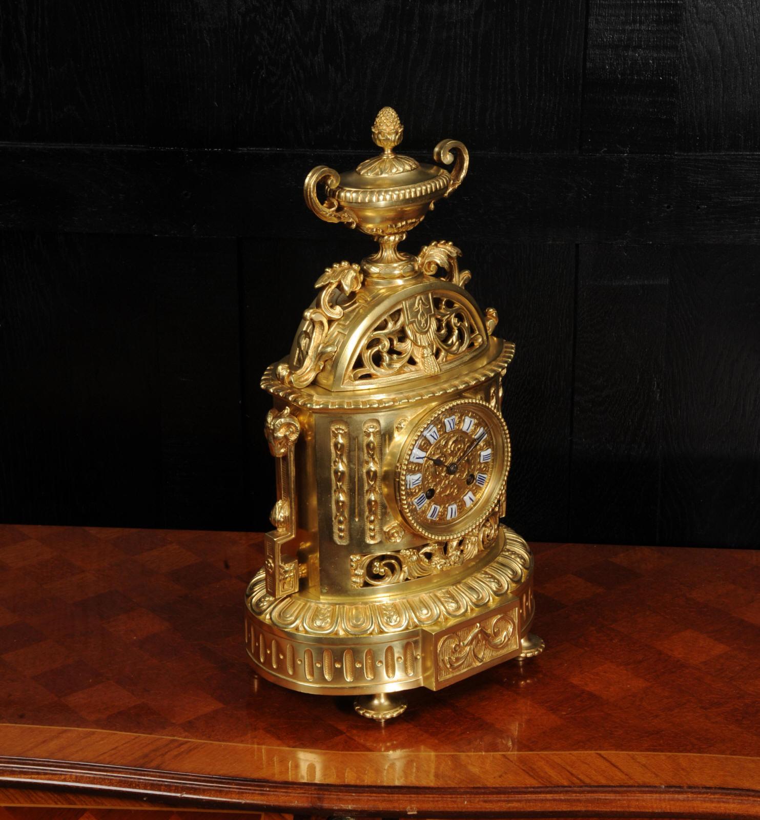 Antique French Japy Freres Louis XVI Gilt Bronze Clock 1