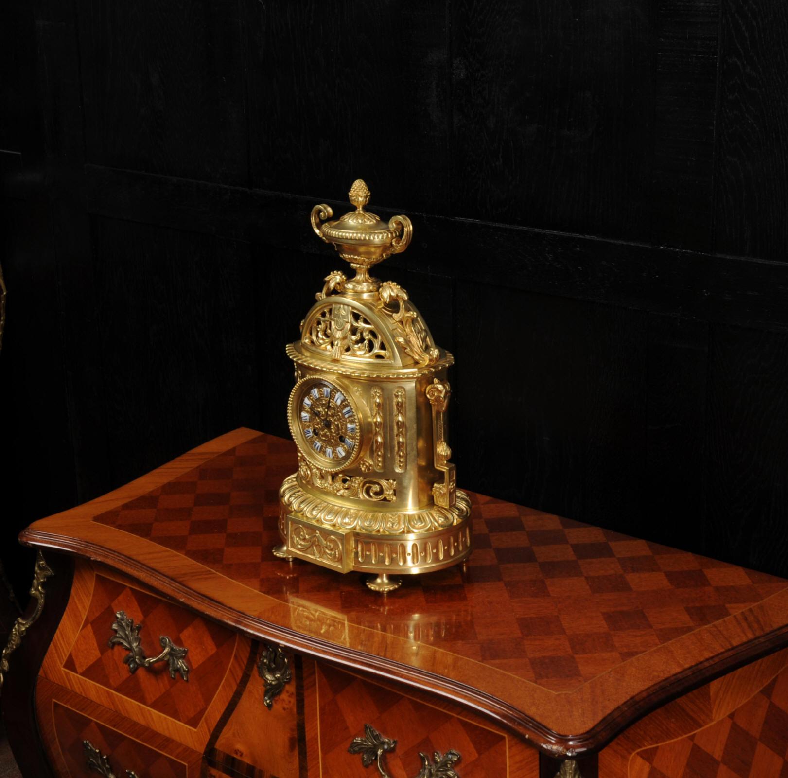Antique French Japy Freres Louis XVI Gilt Bronze Clock 2