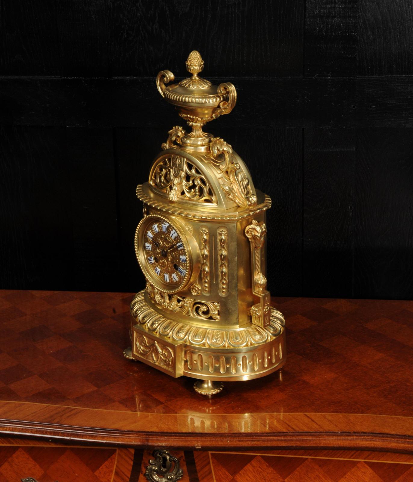 Antique French Japy Freres Louis XVI Gilt Bronze Clock 4