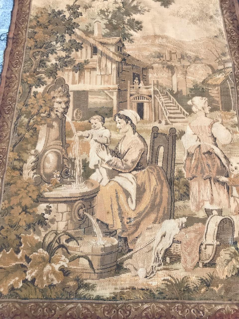 Antique French Jaquar Aubusson Style Tapestry In Good Condition In Saint Ouen, FR