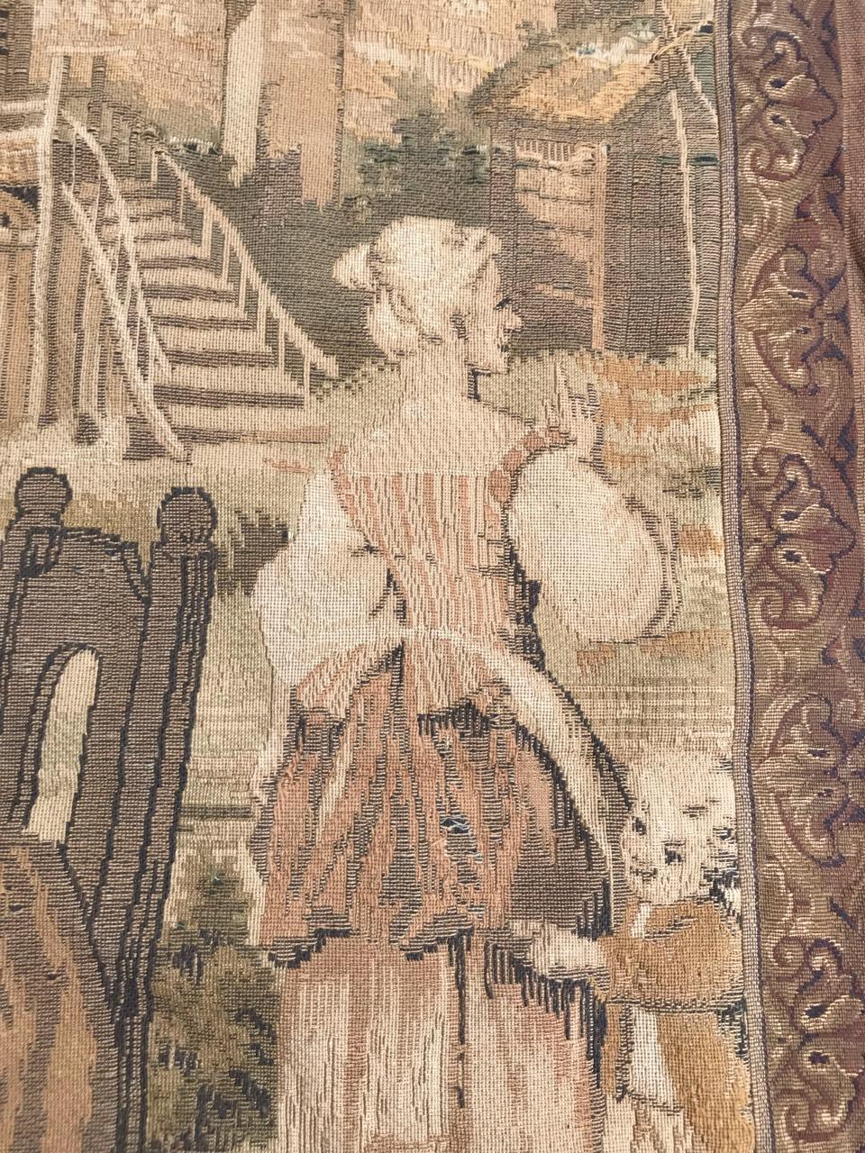 Wool Antique French Jaquar Aubusson Style Tapestry