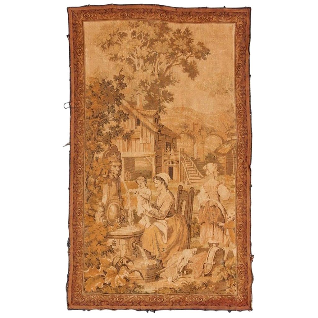 Antique French Jaquar Aubusson Style Tapestry