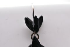 Antique French Jet Leaf Form Earrings, c1860