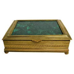 Antique French Jewel Box with Malachite Top, circa 1880-1890