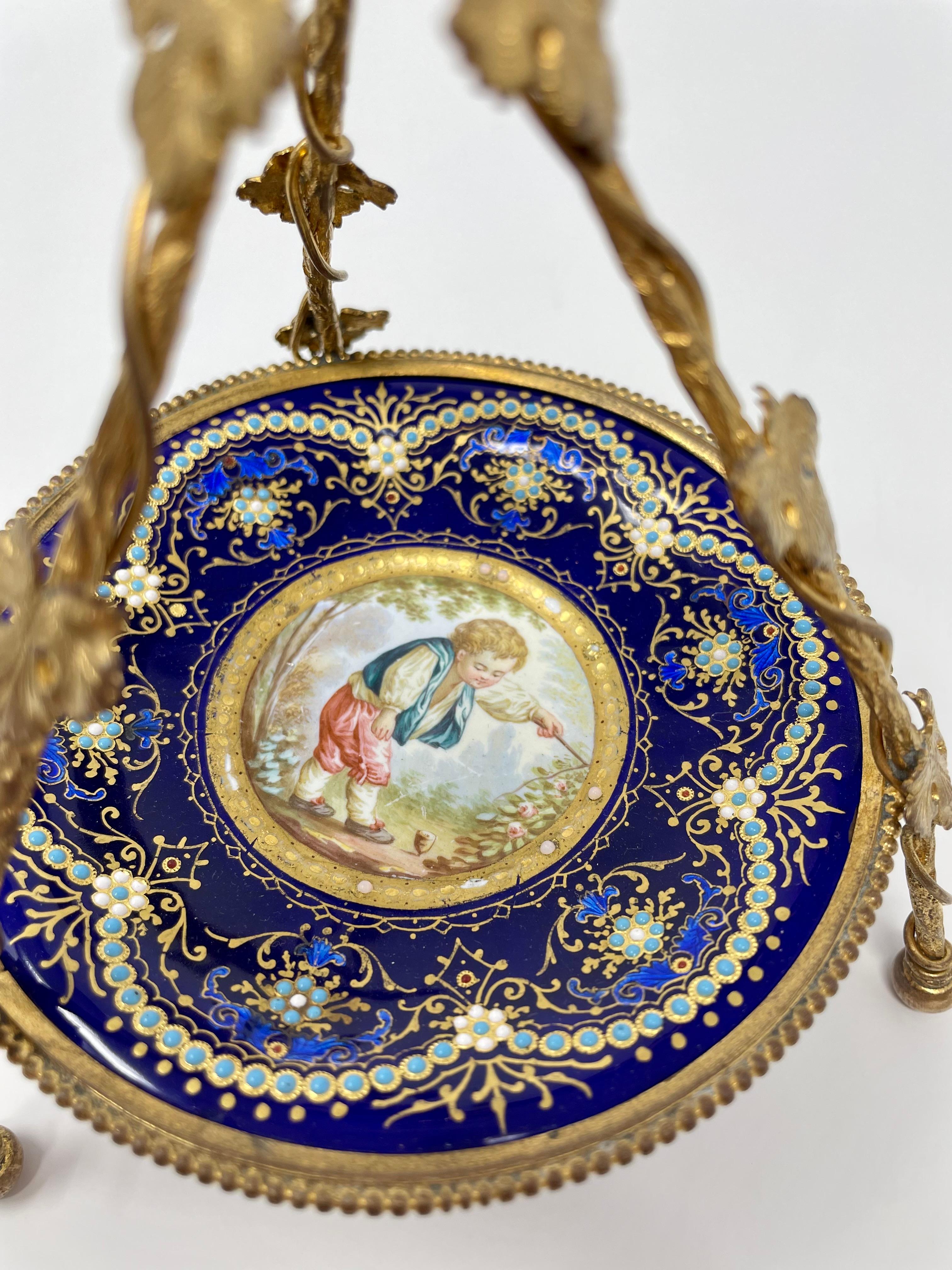 19th Century Antique French Jeweled Enamel 