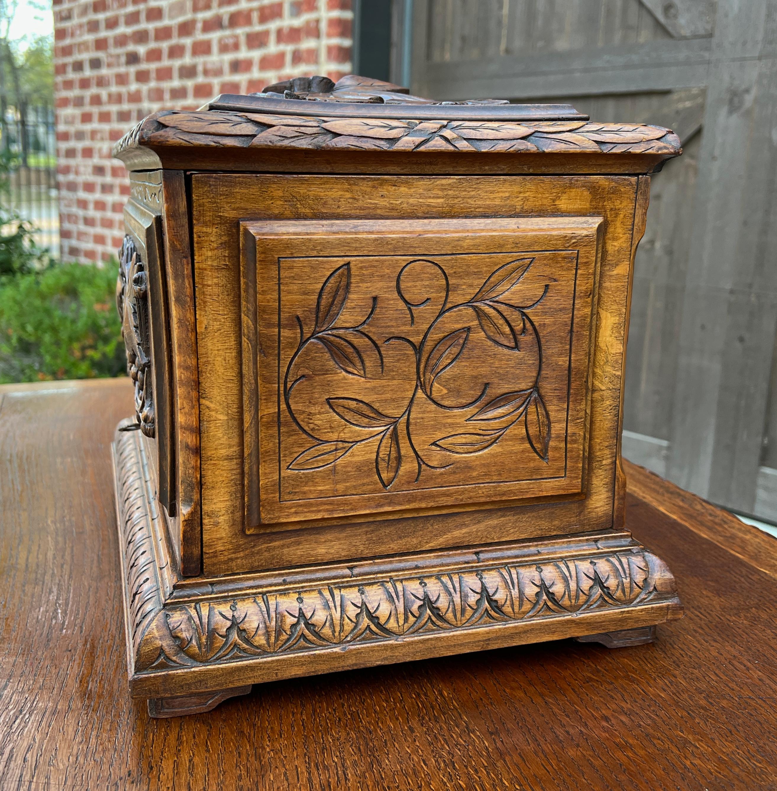 Antique French Jewelry Accessory Box Black Forest Walnut 8 Interior Drawers 19C 2