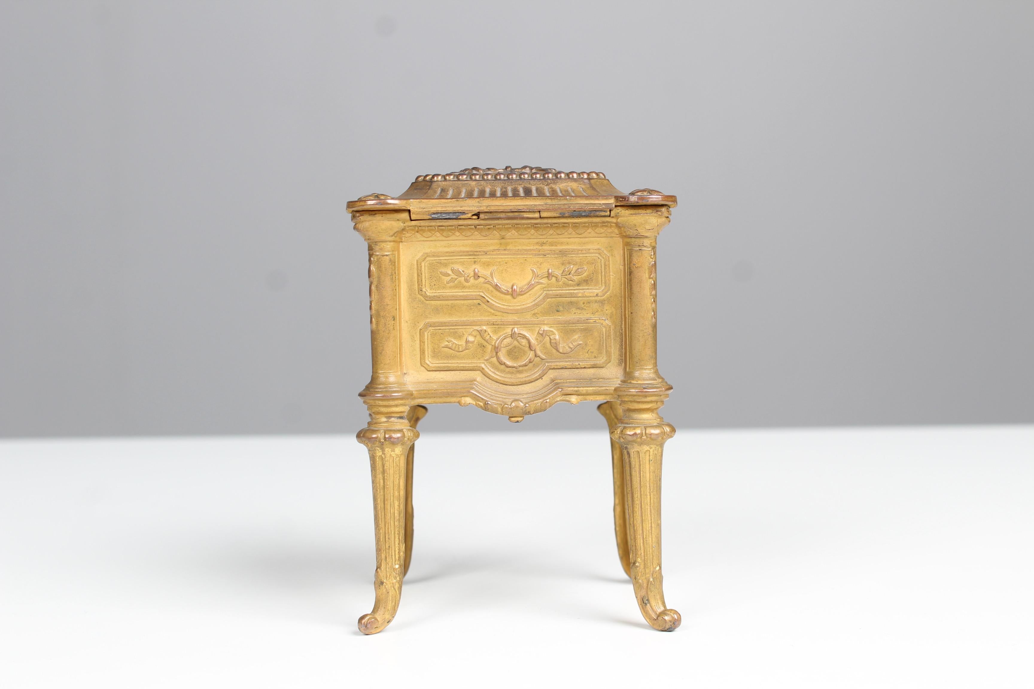Antique French Jewelry Box, Around 1900, Bronze Dorée 1