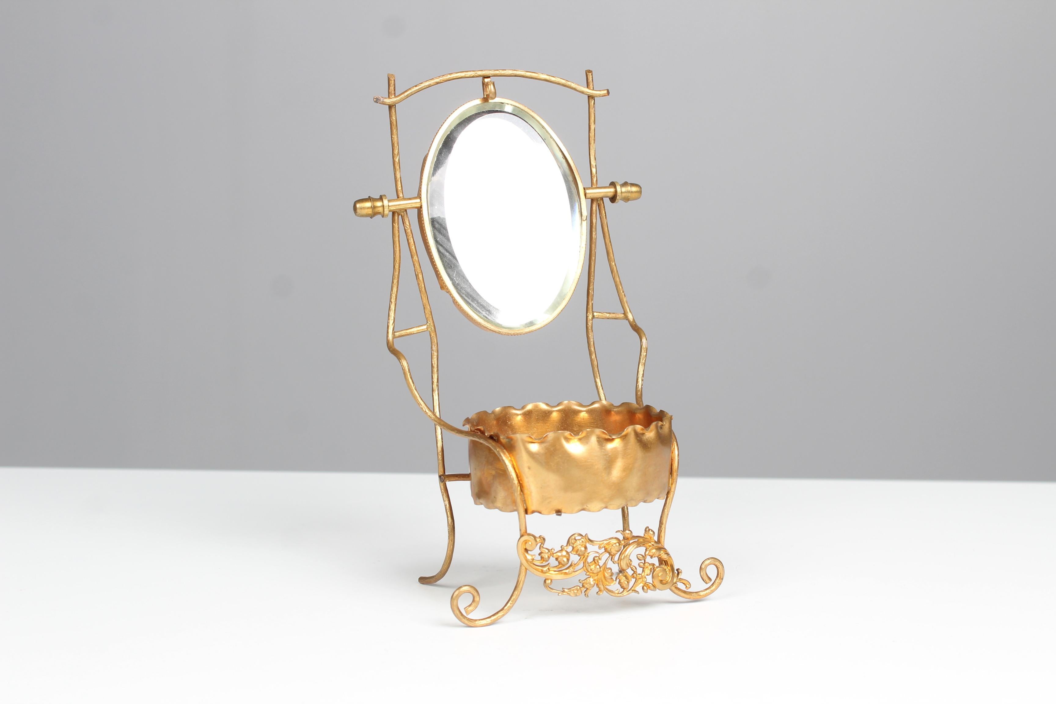 Beautiful antique miniature vanity mirror for jewelry.
France, circa 1920.



