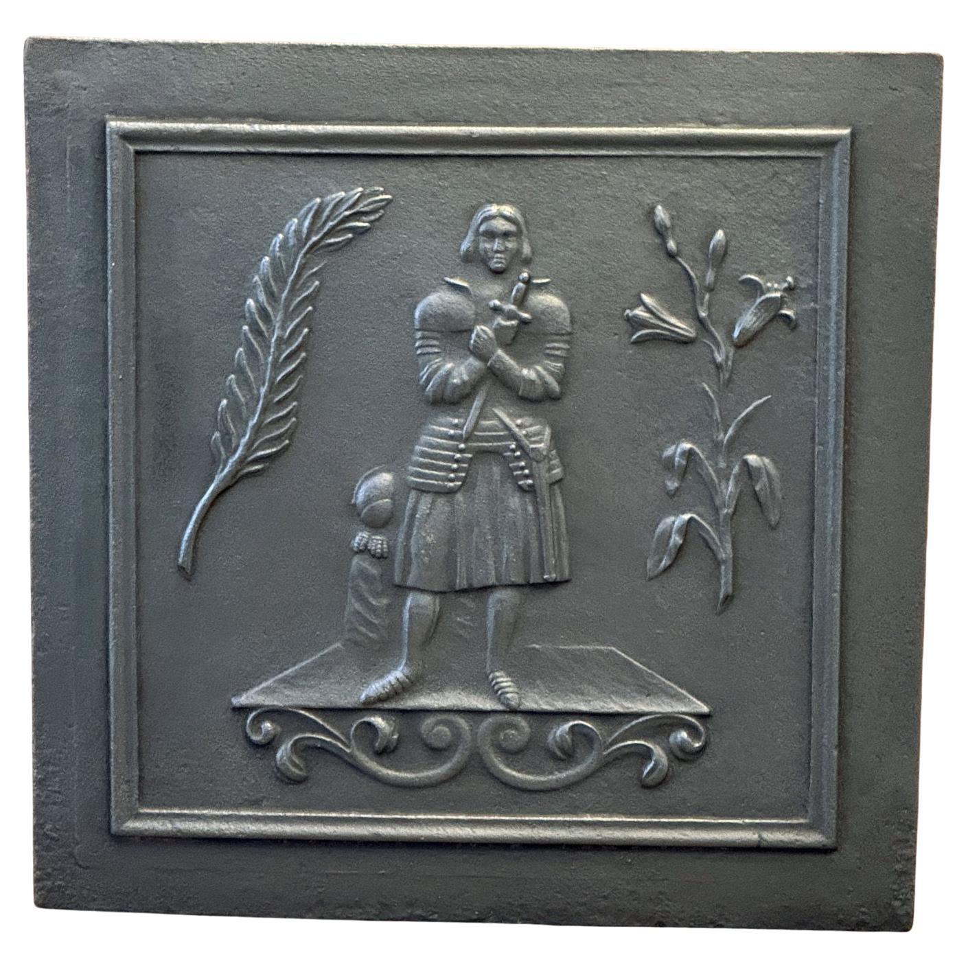Antique French Joan of Arc Fireback, XIX secolo in vendita
