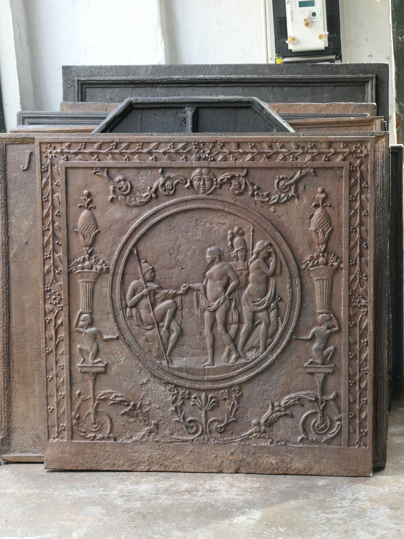 Neoclassical Antique French 'Judgement of Paris' Fireback / Backsplash, 18th-19th Century For Sale