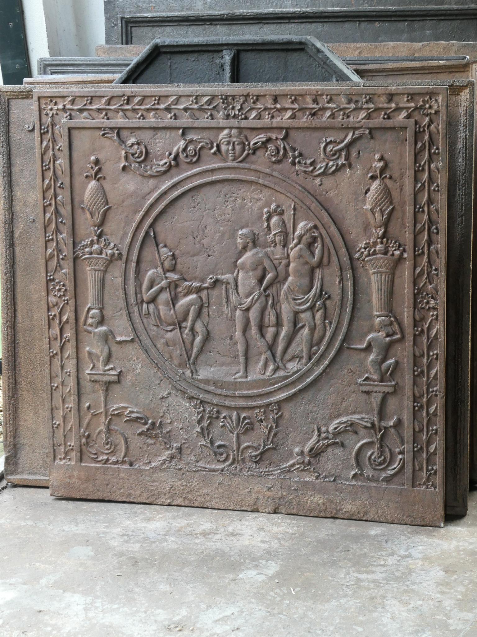 Cast Antique French 'Judgement of Paris' Fireback / Backsplash, 18th-19th Century For Sale