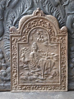 Antique French 'Juno and her Peacocks' Fireback, 17th Century