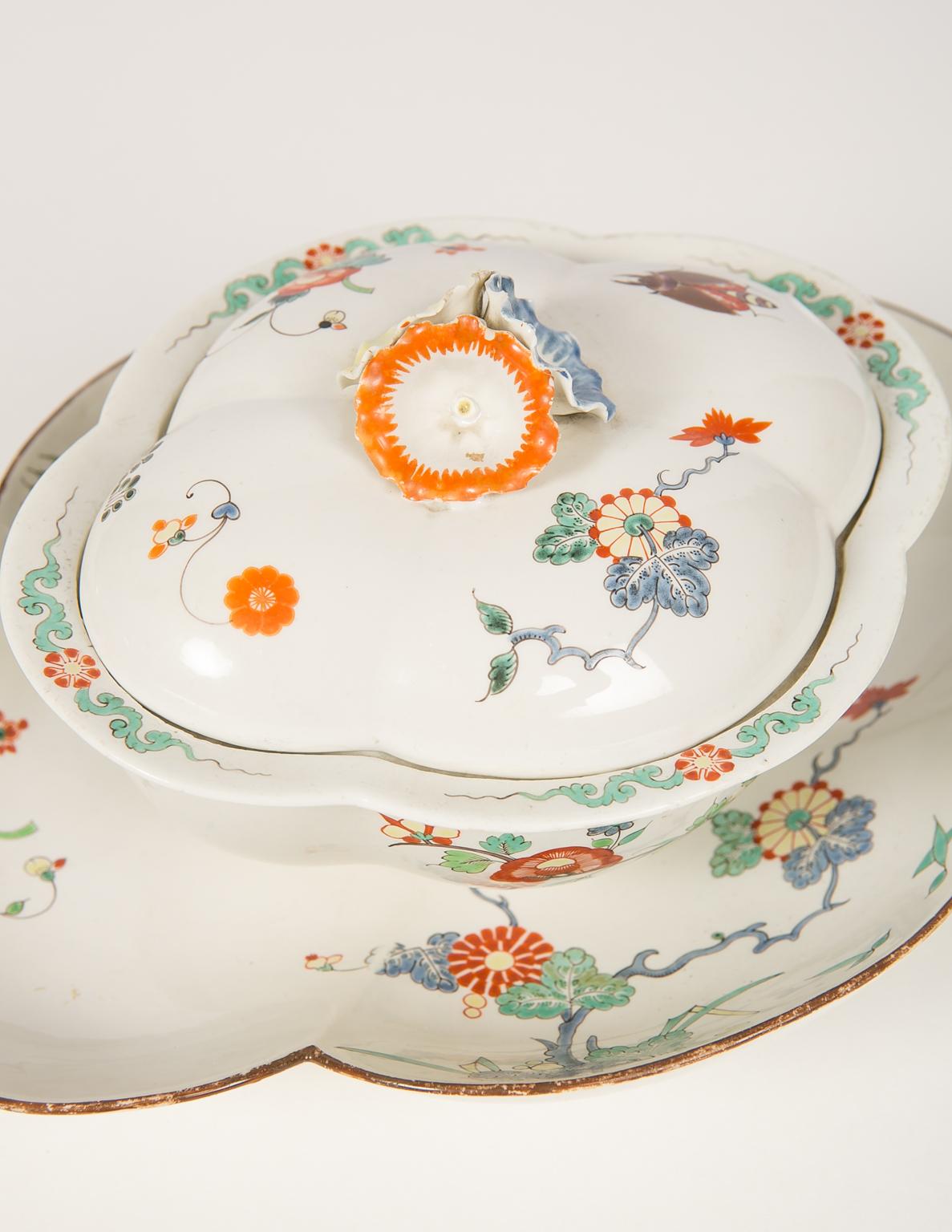 Hand-Painted Antique French Kakiemon Porcelain Tureens, 18th Century