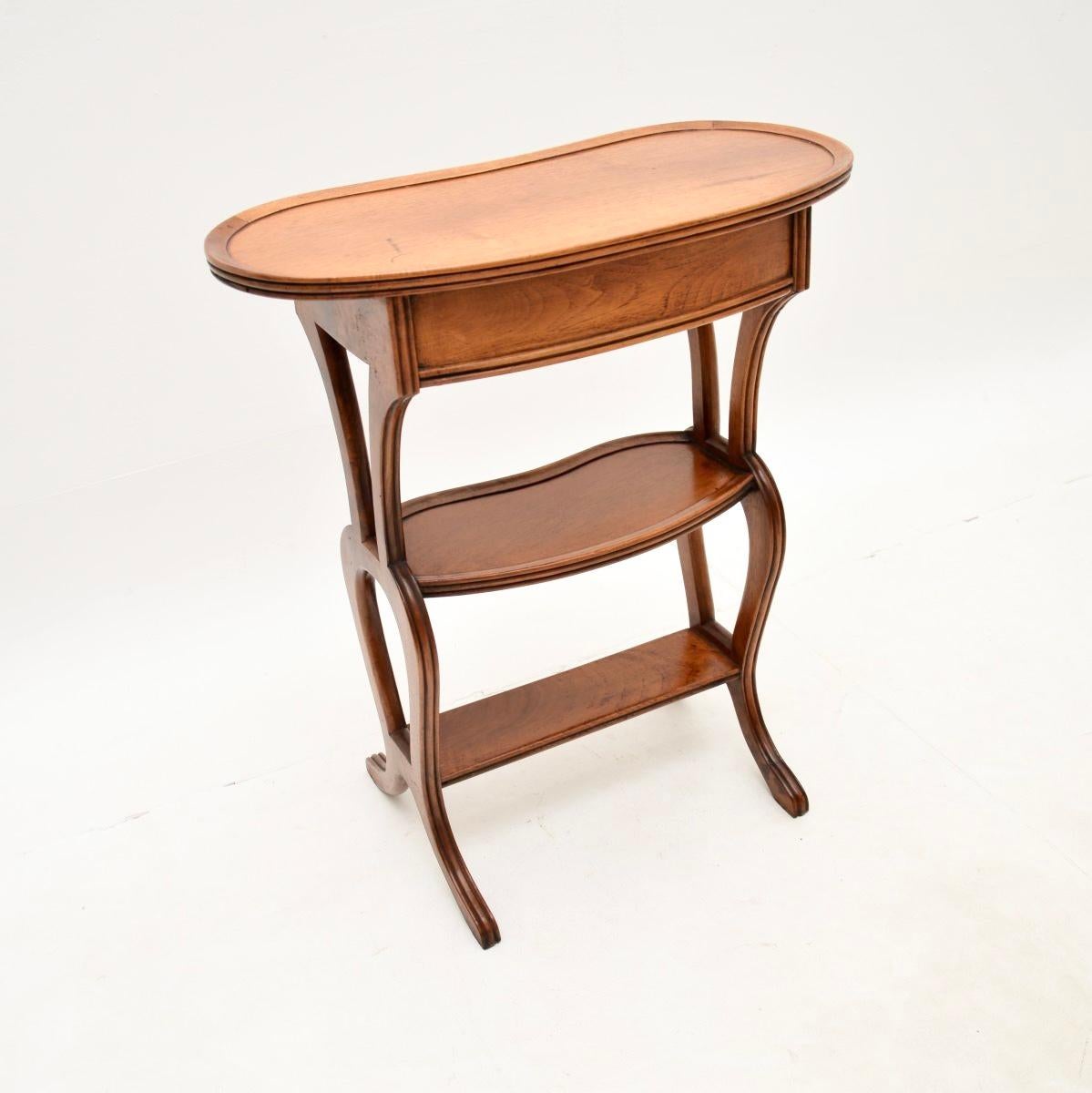 Walnut Antique French Kidney Shaped Side Table For Sale