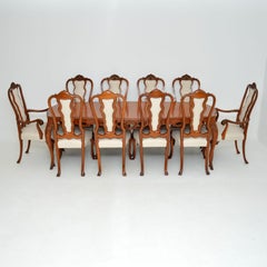Antique French King Wood Dining Table & Ten Chairs