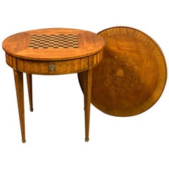 Antique French Kingwood and Marquetry Games Table with Removable Top Surface