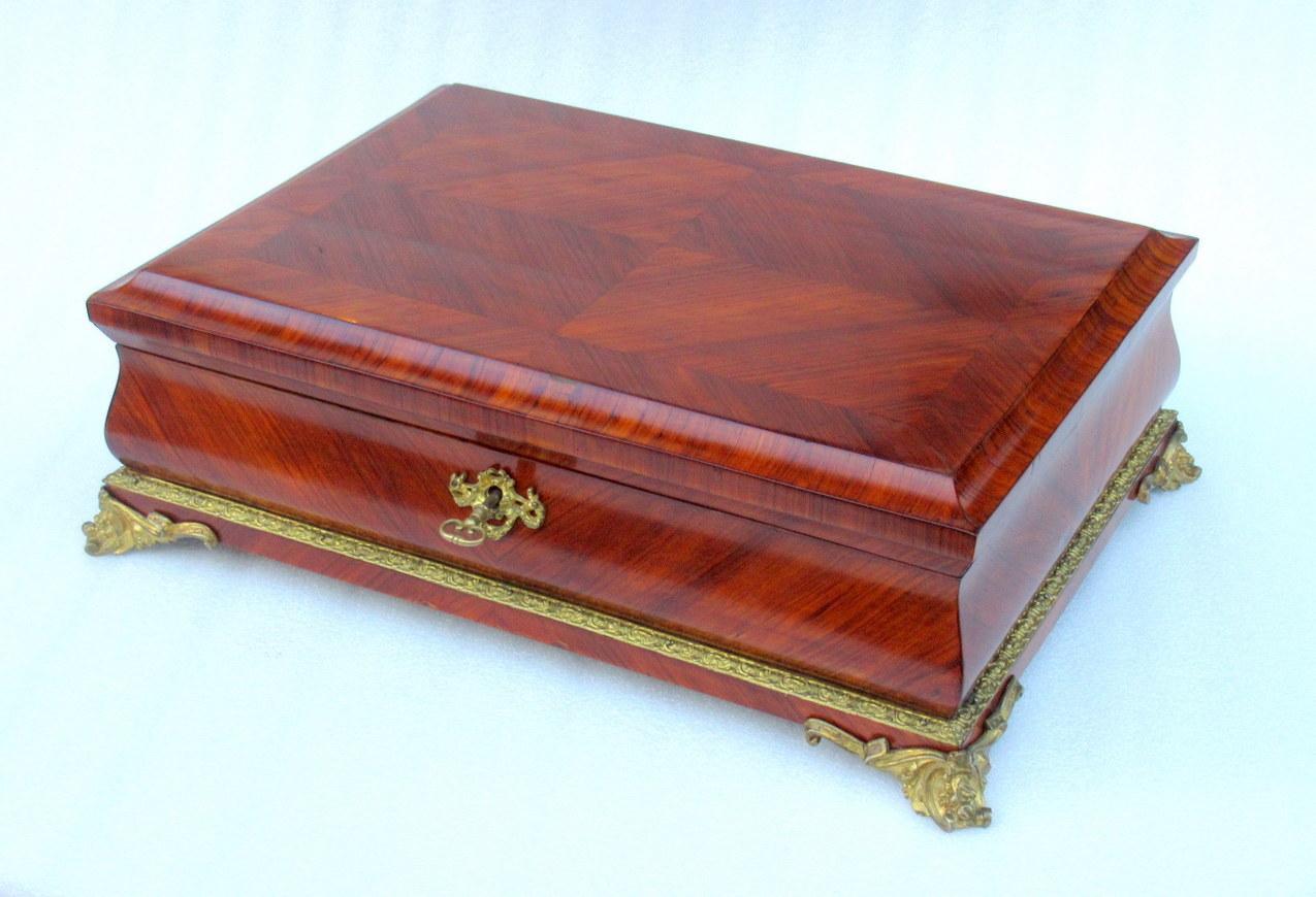 A very elegant large French Kingwood Ormolu mounted casket of very generous proportions and of outstanding Museum quality, firmly attributed to Alphonse Tahan Paris (1830-1880), official master cabinetmaker to Napoleon III. Last quarter of the 19th