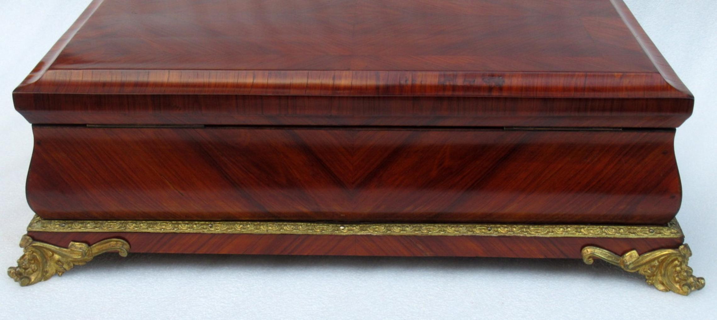 Antique French Kingwood Bird's-Eye Maple Jewelry Casket Box Tahan Paris In Good Condition For Sale In Dublin, Ireland
