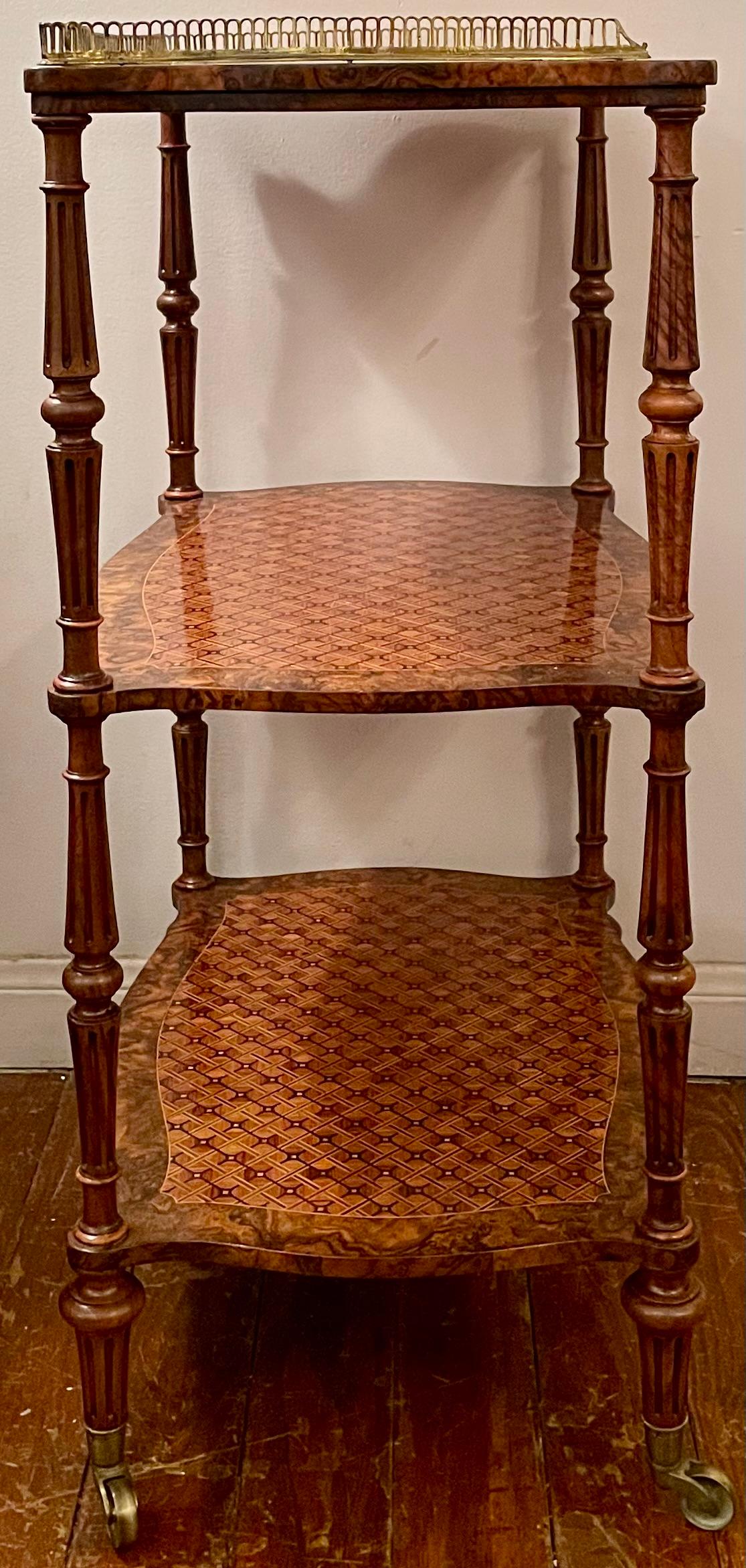 Antique French Kingwood, Mahogany & Burled Walnut Gallery Top Etagere Circa 1880 For Sale 6