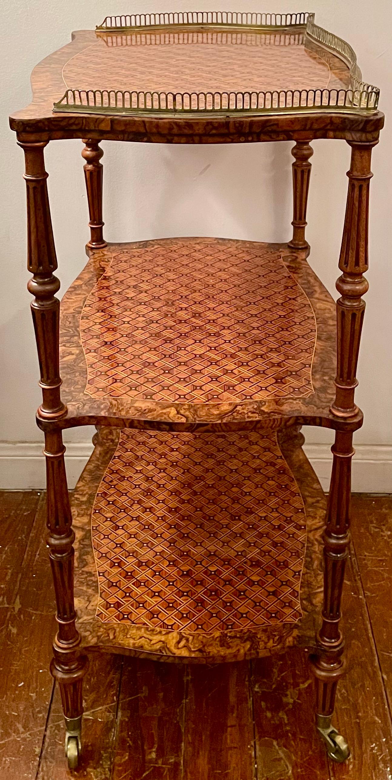 Antique French Kingwood, Mahogany & Burled Walnut Gallery Top Etagere Circa 1880 For Sale 1