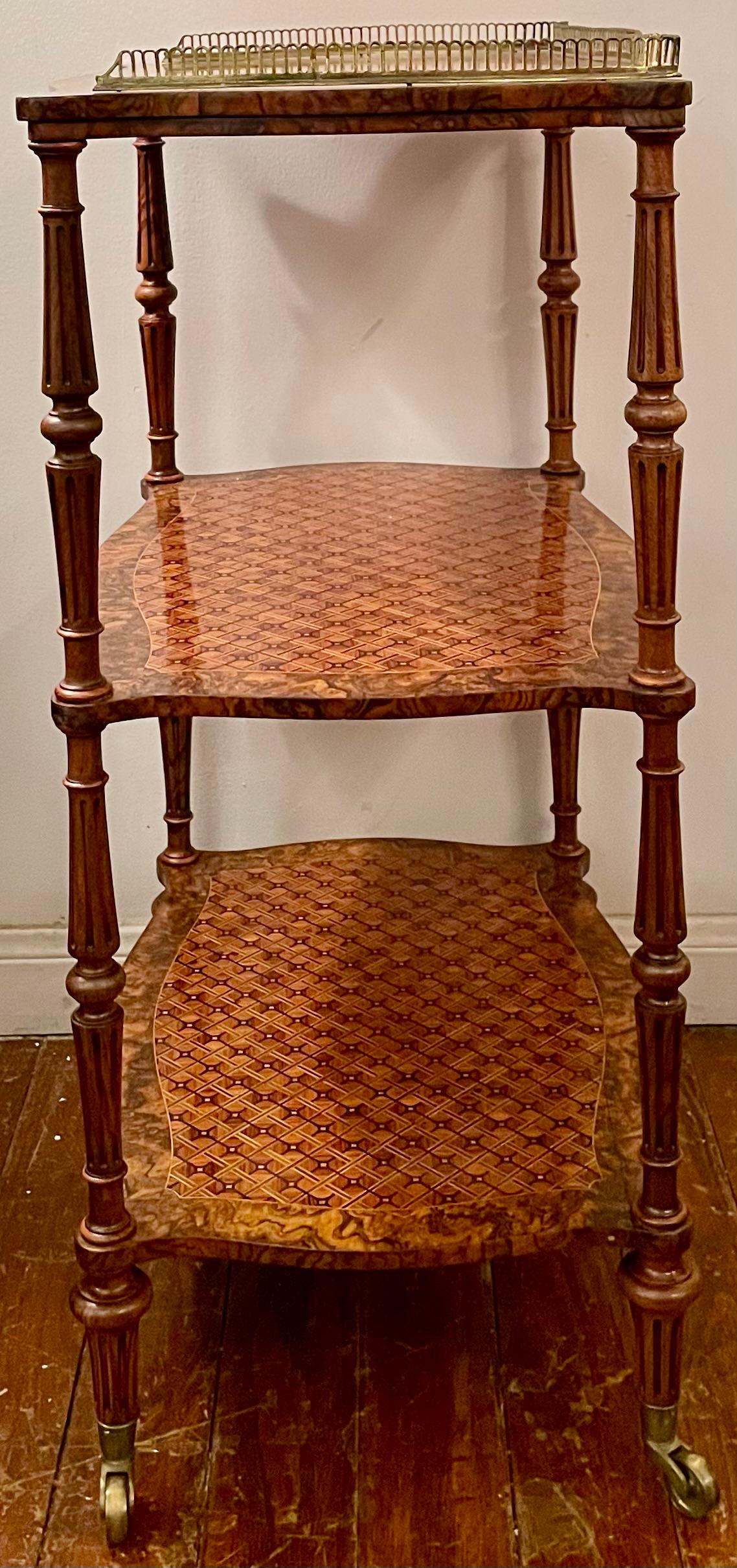 Antique French Kingwood, Mahogany & Burled Walnut Gallery Top Etagere Circa 1880 For Sale 2