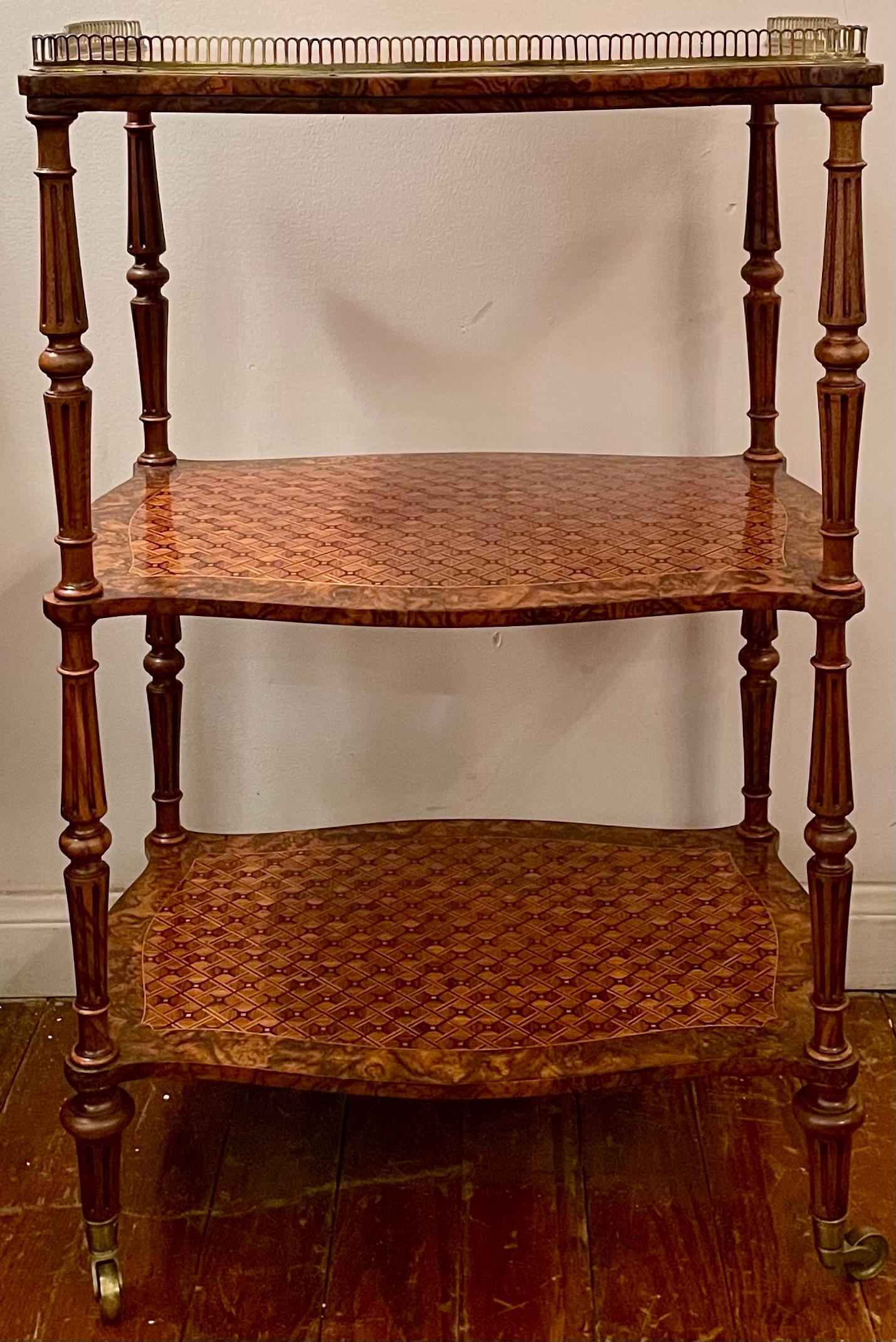 Antique French Kingwood, Mahogany & Burled Walnut Gallery Top Etagere Circa 1880 For Sale 4