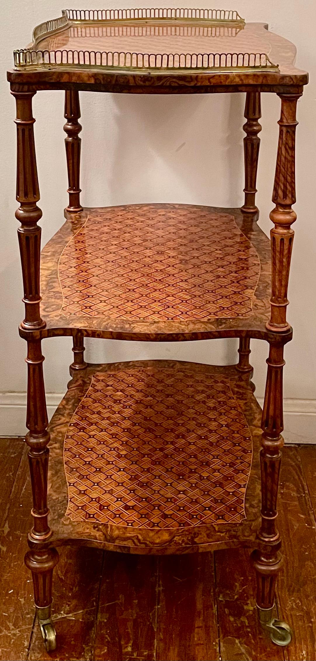 Antique French Kingwood, Mahogany & Burled Walnut Gallery Top Etagere Circa 1880 For Sale 5