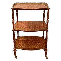 Antique French Kingwood, Mahogany & Burled Walnut Gallery Top Etagere Circa 1880