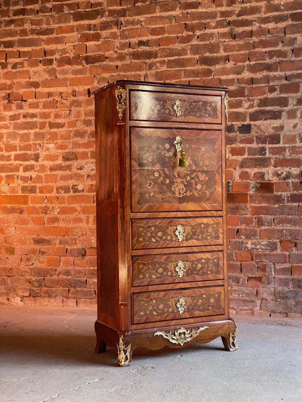 Antique French Kingwood & Mahogany Secretaire Abbatant 19th century Napoleon III For Sale 5