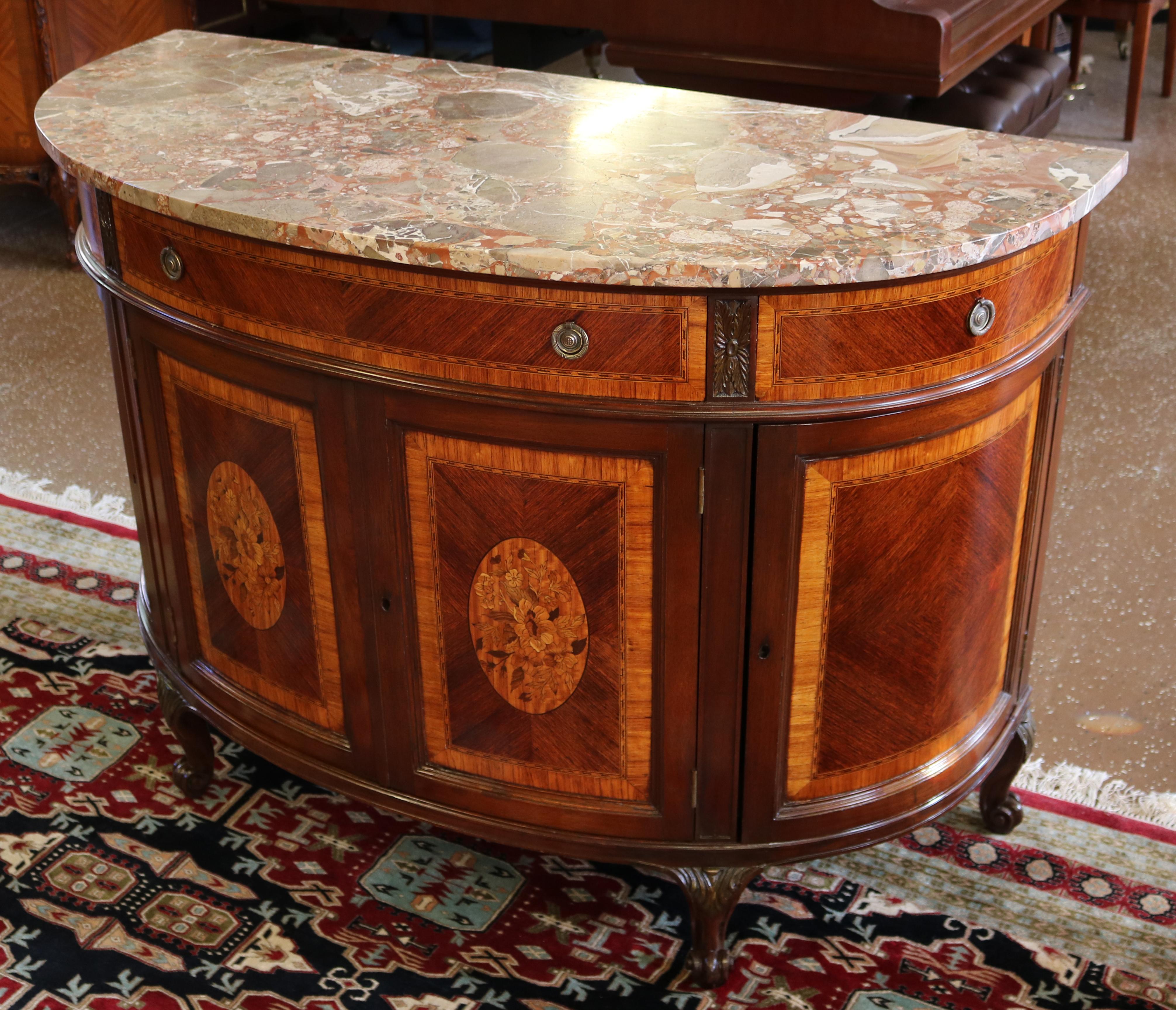 Antique French Kingwood Marble Top Dresser Chest Server Commode In Good Condition For Sale In Long Branch, NJ