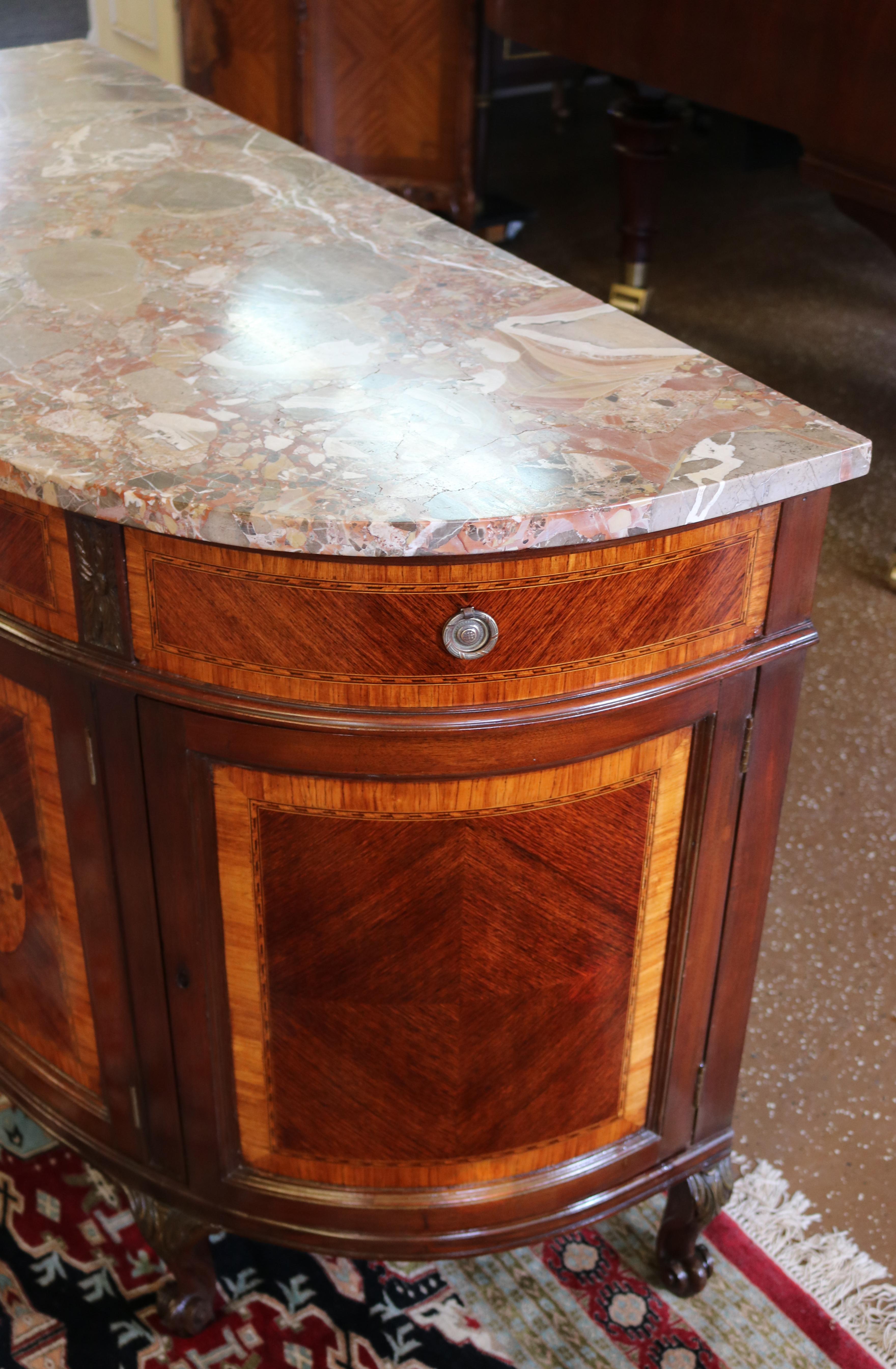Early 20th Century Antique French Kingwood Marble Top Dresser Chest Server Commode For Sale