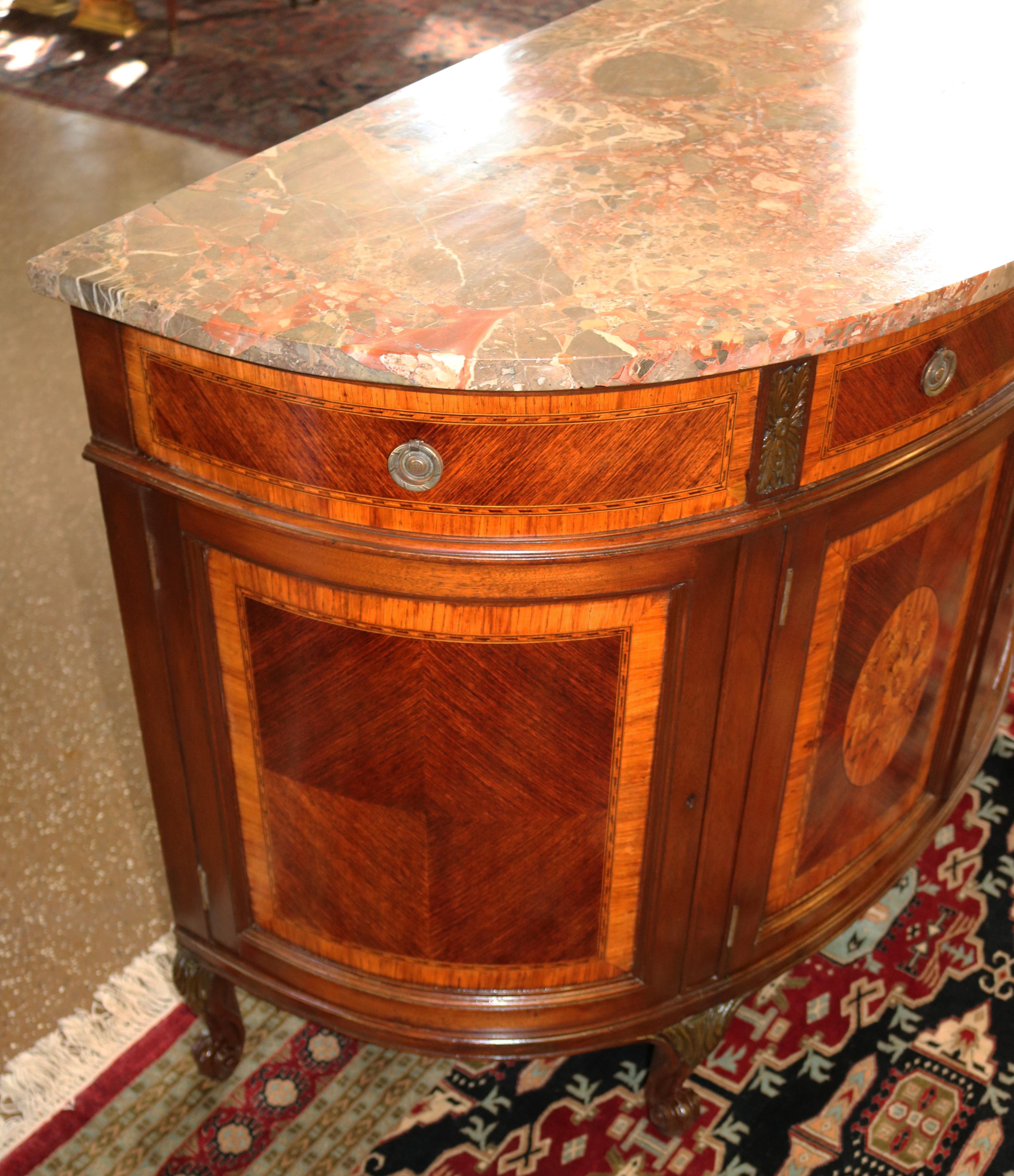 Antique French Kingwood Marble Top Dresser Chest Server Commode For Sale 1