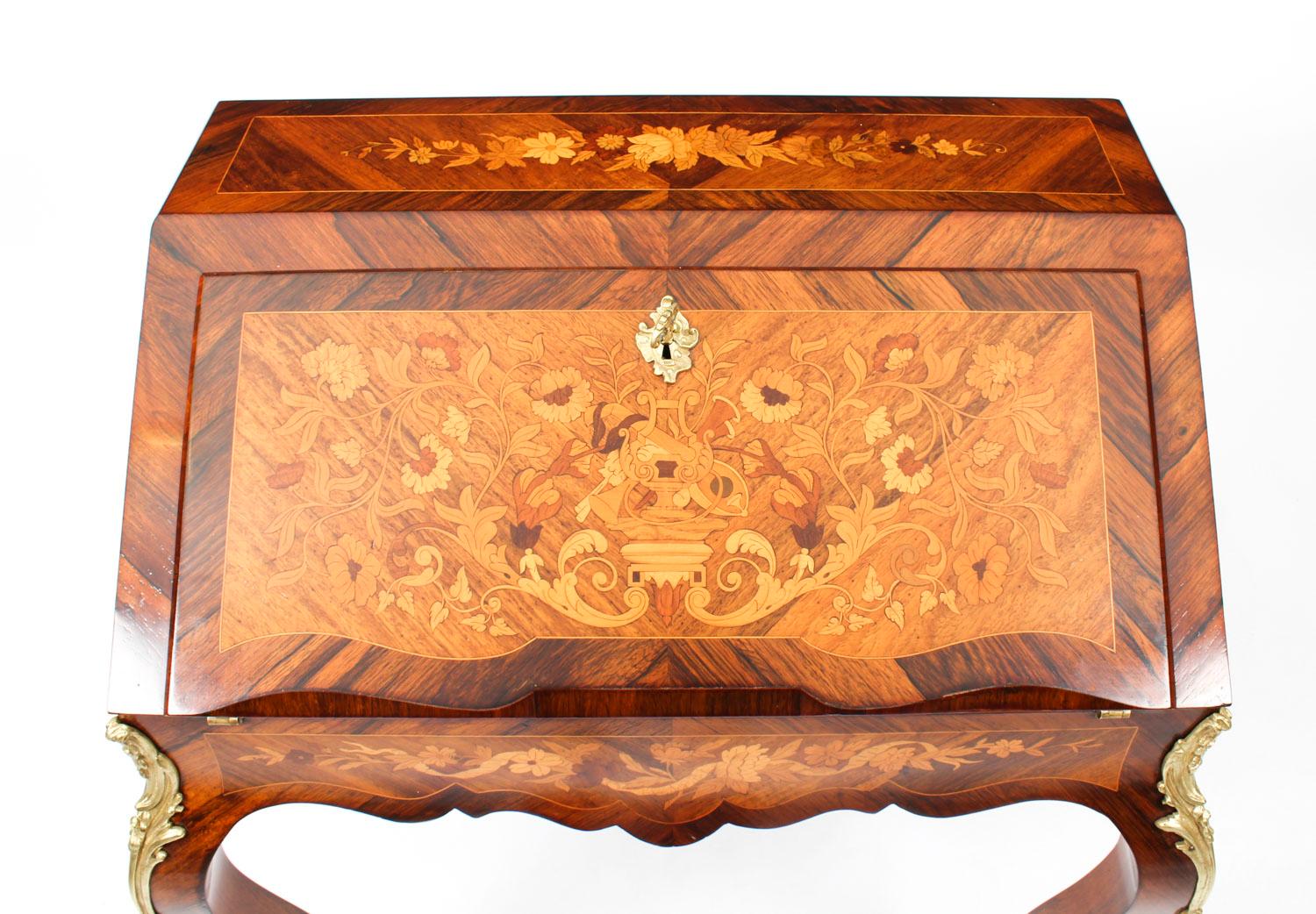 Antique French Kingwood Marquetry Bureau de Dame, 19th Century In Good Condition In London, GB