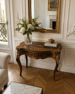 Antique French Kingwood Marquetry Card Table Ormolu Mounted Louis XV Style