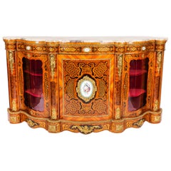 Antique French Kingwood and Marquetry Serpentine Credenza 19th Century