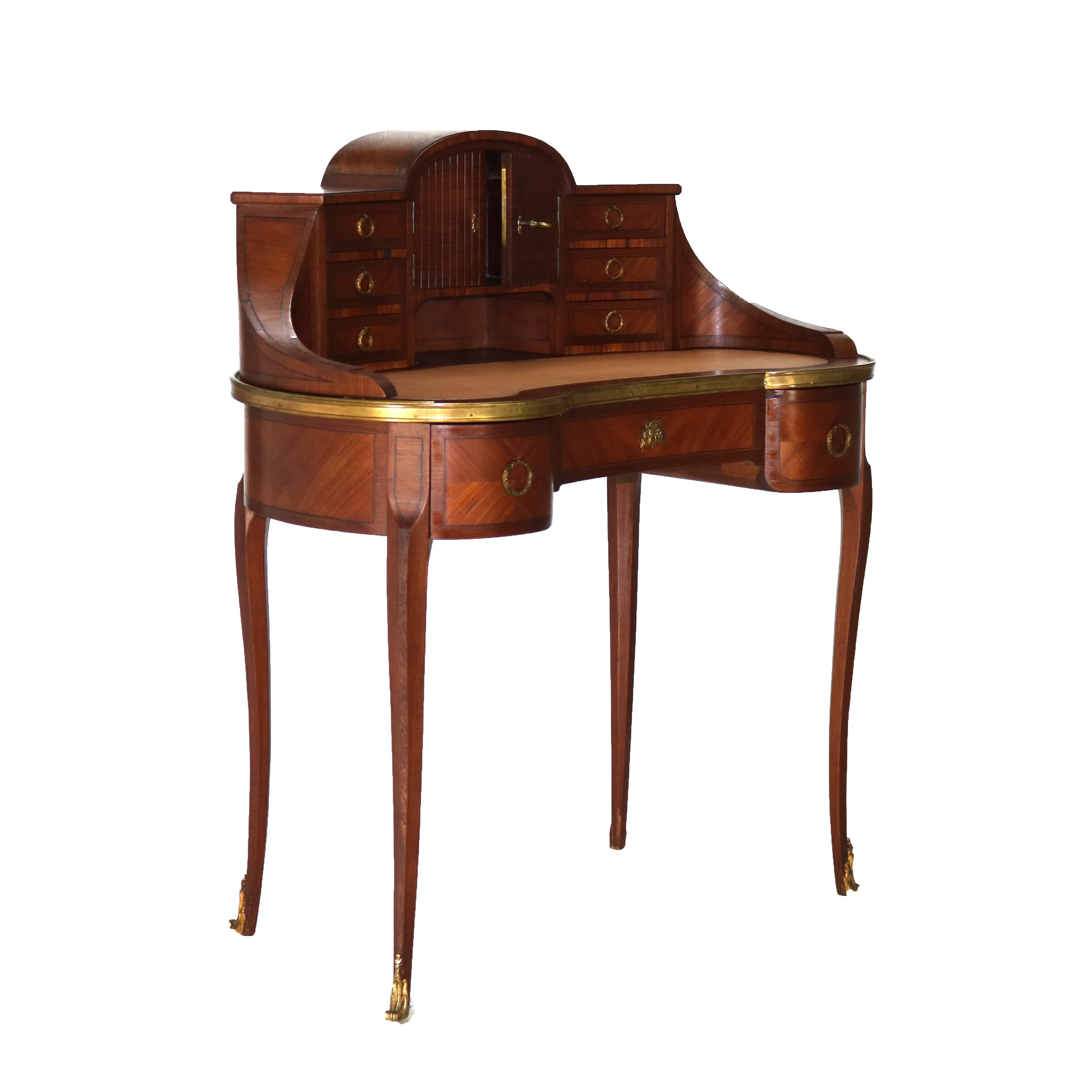 Antique French Kingwood & Ormolu Kidney Shaped Lady’s Desk with Tower C1900 13