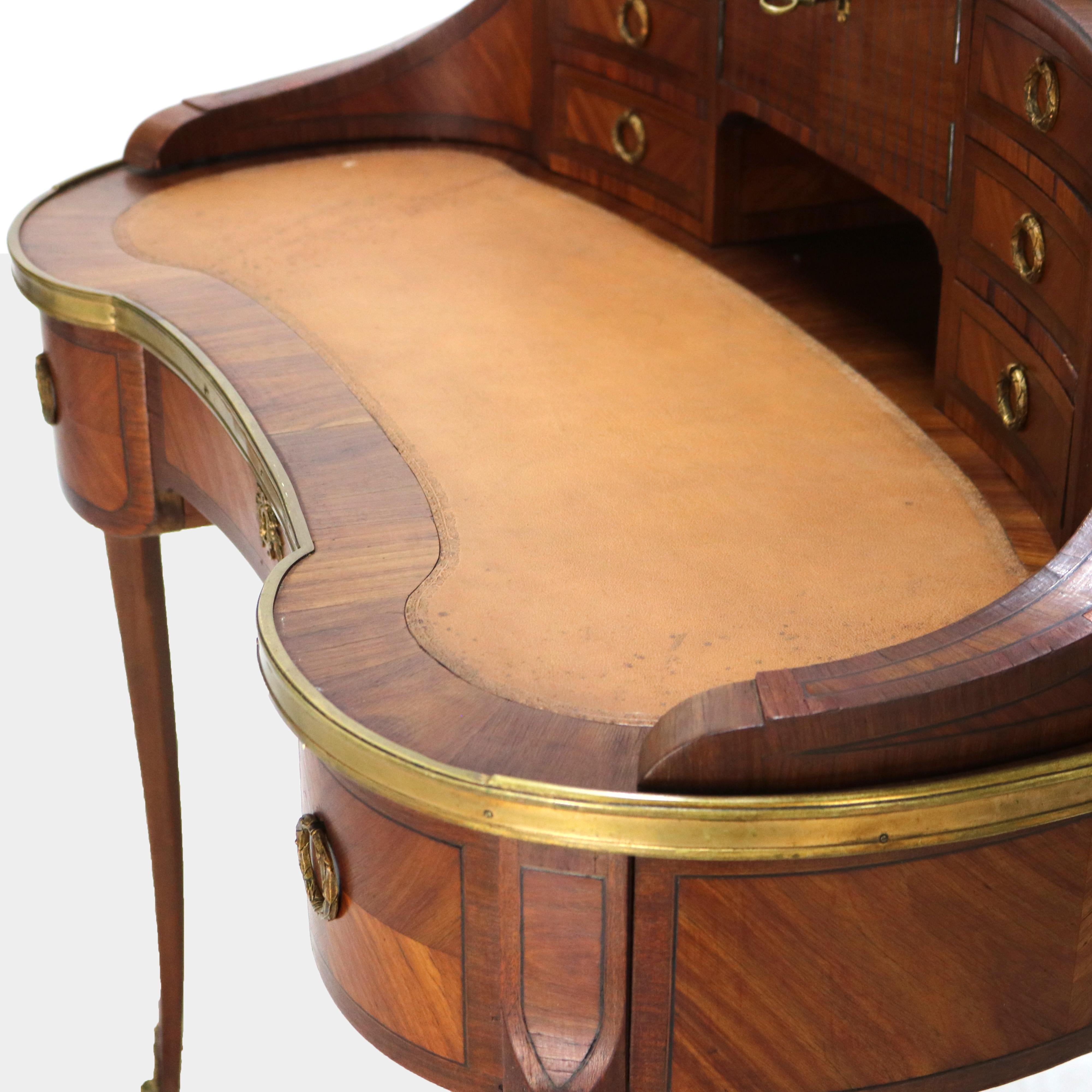 Antique French Kingwood & Ormolu Kidney Shaped Lady’s Desk with Tower C1900 3