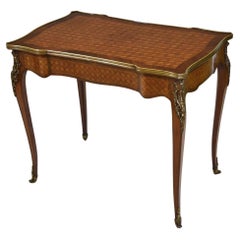 Antique French Kingwood Parquetry Serpentine Centre Side Table with Drawer