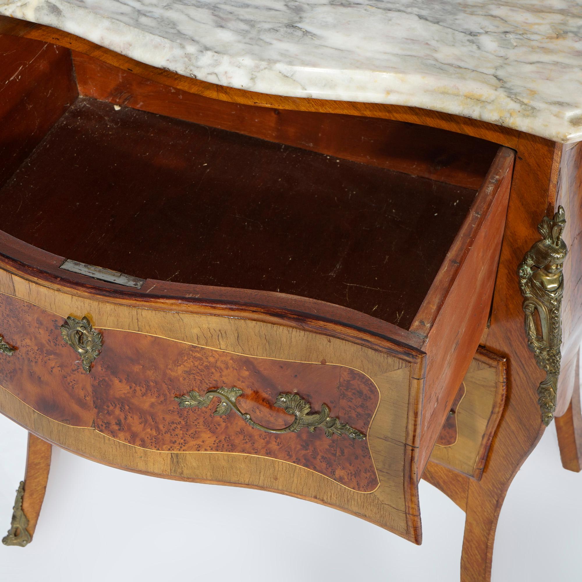 Antique French Kingwood & Rosewood Marble Top Commode with Ormolu, Circa 1910 For Sale 6