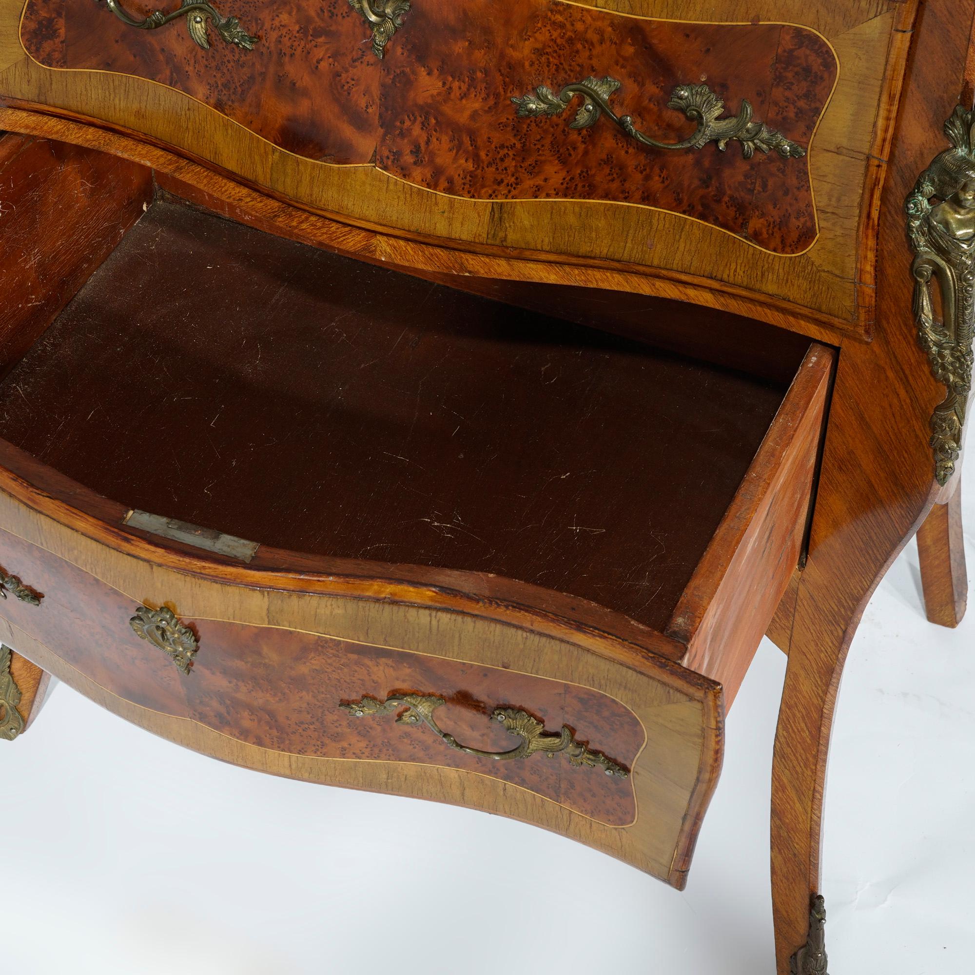 Antique French Kingwood & Rosewood Marble Top Commode with Ormolu, Circa 1910 For Sale 7