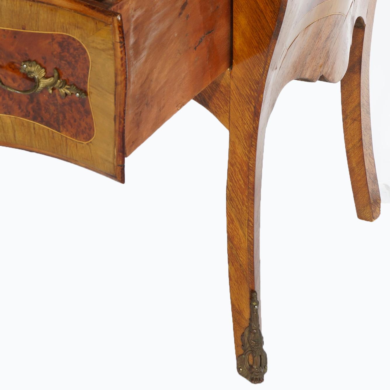 Antique French Kingwood & Rosewood Marble Top Commode with Ormolu, Circa 1910 For Sale 13